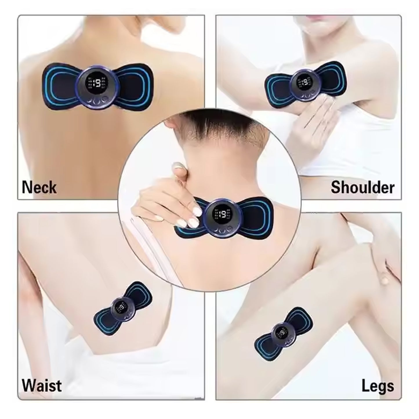 Butterfly Electric Neck Massager – Cordless Full Body Massage for Back, Arms, Legs | Mini Massage Stick with Remote | 8 Modes & 19 Intensity Levels | Skin-Friendly & Portable