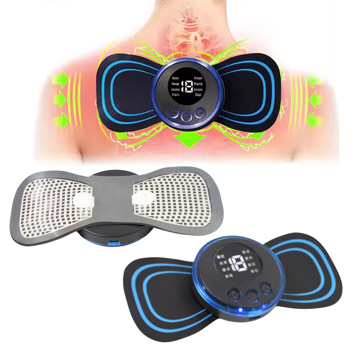 Butterfly Electric Neck Massager – Cordless Full Body Massage for Back, Arms, Legs | Mini Massage Stick with Remote | 8 Modes & 19 Intensity Levels | Skin-Friendly & Portable